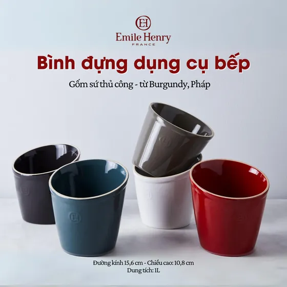 Emile Henry: bình đựng dụng cụ bếp, các màu