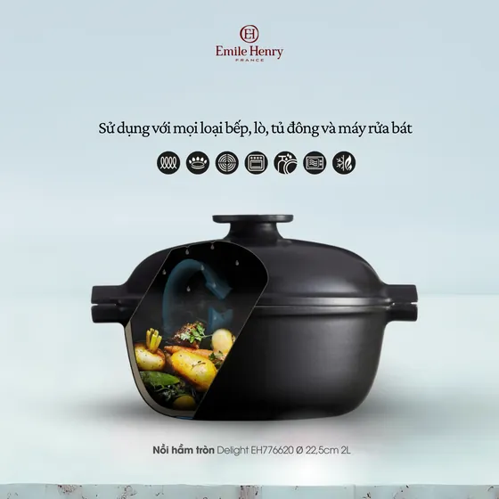 Emile Henry: nồi hầm Delight dùng với mọi loại bếp