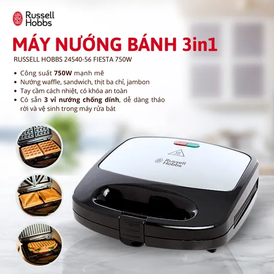 Russell Hobbs: máy nướng bánh 3in1 Fiesta